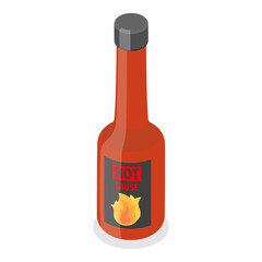 3D Isometric Flat  Set of Hot Sauces. Item 5