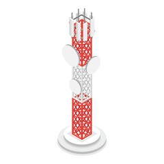 3D Isometric Flat  Set of Telecom Towers. Item 1