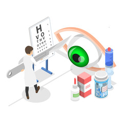 Fototapeta premium 3D Isometric Flat Set of Gynecologist, Dentist, Optometrist And Andrologist. Item 3