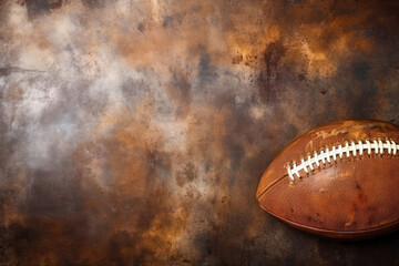 Touch football game nostalgia vintage leather brown hues background with empty space for text  - obrazy, fototapety, plakaty