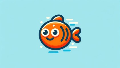 Friendly Orange Fish Cartoon with Big Smile, Simple Stylized Aquatic Illustration