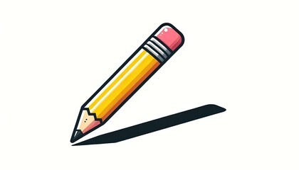 Yellow Pencil with Pink Eraser on White Background Illustration