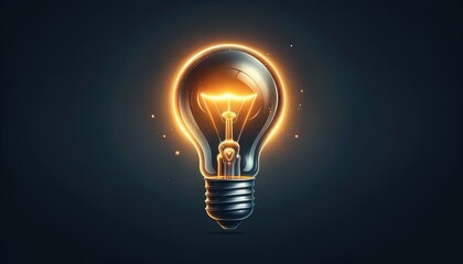 Illuminated Classic Light Bulb Illustration Representing Ideas and Innovation in Darkness - obrazy, fototapety, plakaty