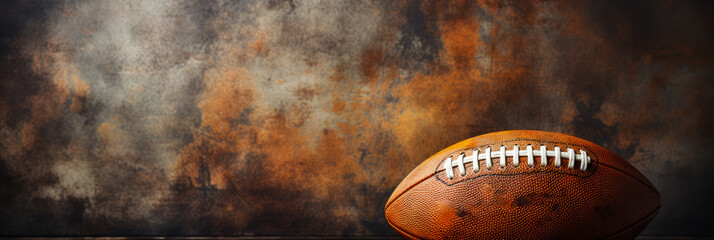 Touch football game nostalgia vintage leather brown hues background with empty space for text  - obrazy, fototapety, plakaty