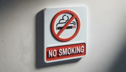 Bold Red "NO SMOKING" Sign Mounted on Smooth White Wall