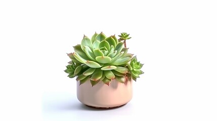 Beautiful succulent plant pot isolated echeveria white background image AI generated art