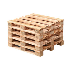 Wooden pallet isolated on transparent or white background 