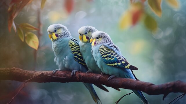 Beautiful two love birds happy fischer's faced wallpaper image AI generated art