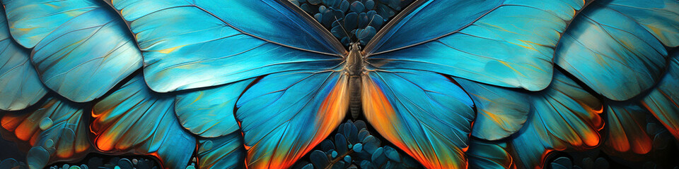 Vibrant butterfly wing close-up, generative ai