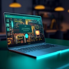 Beautiful website laptops repair landscape compute gaming light illustration picture AI generated art