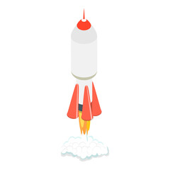 3D Isometric Flat  Set of Spacecraft Shuttles and Satellites. Item 4
