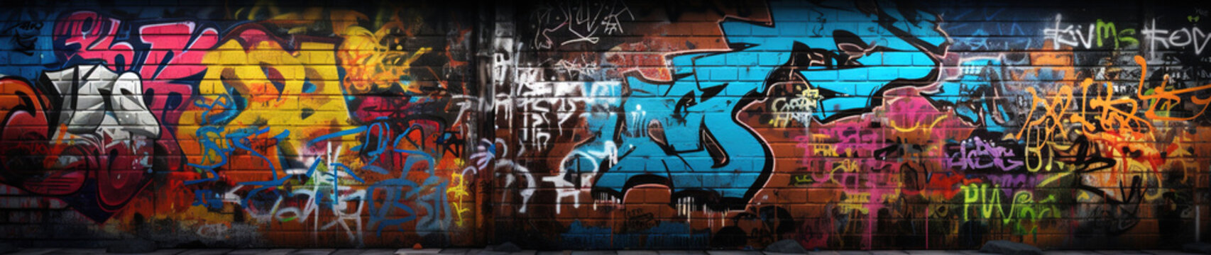 Colorful graffiti wall art with intricate designs
