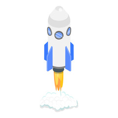 3D Isometric Flat  Set of Spacecraft Shuttles and Satellites. Item 5