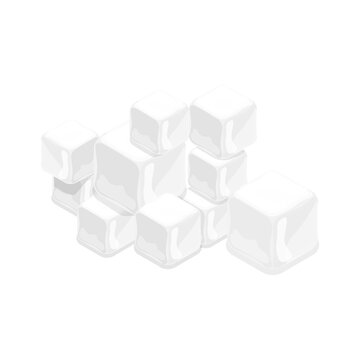 3D Isometric Flat  Set of Ice Cubes for Cocktails. Item 8