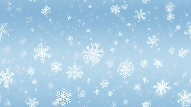  a blue background with a lot of white snowflakes on the left side of the image and on the right side of the image is a blue background with white snowflakes on the right side.  generative ai
