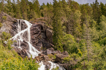 Elgafossen, waterfall between Norway and Sweden.