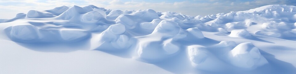 Sweeping snow drifts under blue sky - obrazy, fototapety, plakaty
