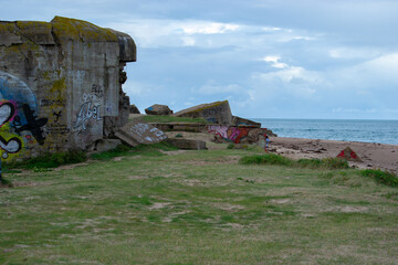 Promenade dans les Bunkers construits durant la seconde guerre mondiale. 
Visite, juste avant la tempête Ciaran dans la Hague, La Manche, Le Cotentin,  en Basse Normandie, France
