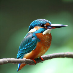 The Kingfisher (Alcedo atthis) is a small brightly colored bird with a long, pointed beak. It has a body length of about 17-20 cm and a wingspan of 65-75 cm. 