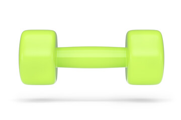 Rubber green dumbbell isolated on white background