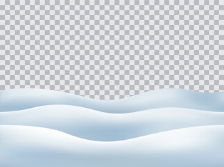 Vector realistic piles of snow on the ground seamless pattern isolated on transparent background - obrazy, fototapety, plakaty