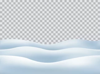 Fotobehang Vector realistic piles of snow on the ground seamless pattern isolated on transparent background © Kateina