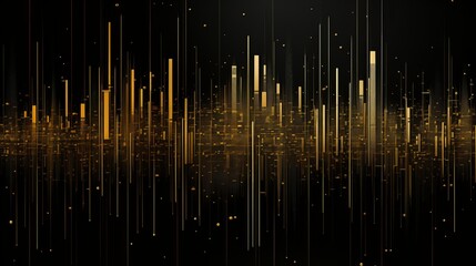 data visualization, thin lines ,algorithmic , magic detail gold and black art, copy space, 16:9