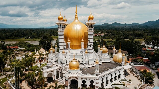 Aerial view of the Masjid DiRaja Ubudiah in Kuala Kangsar, Malaysia
