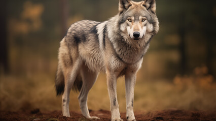 Naklejka premium Photographer photo of a gray wolf in the wild