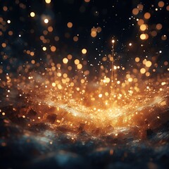 Obraz na płótnie Canvas abstract gold sparkles and particles wallpaper background AI generated