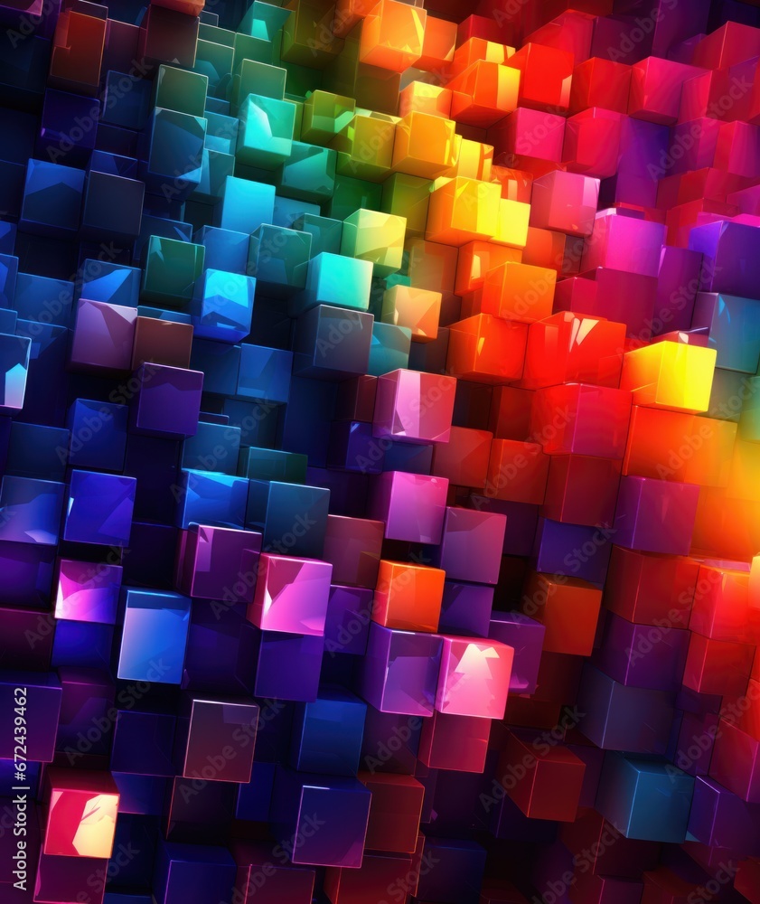Poster abstract background with colorful glowing cubes.