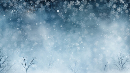 Illustration image of a snowy landscape, fairy tale background