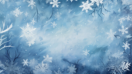 Illustration image of a snowy landscape, fairy tale background