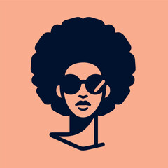 Modern logo. Beautiful black woman in sunglasses, face