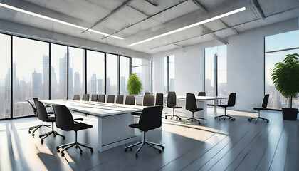 White open space office and board room interior - obrazy, fototapety, plakaty