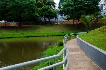 Bauru, São Paulo, Brazil - October, 08 2023: Vitoria Regia's park. Bauru Postcard
