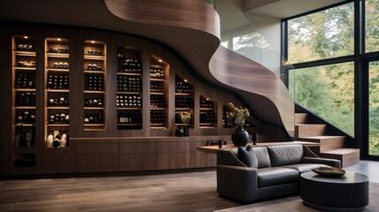 Elegant custom wine cellar with racks. Wine storage idea