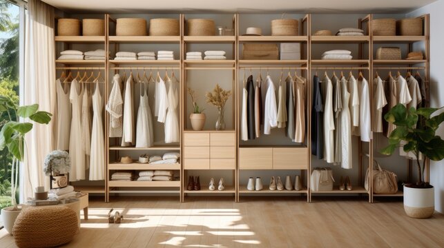 Modular closet system made up of standardized units to mix and match to create the perfect customizable closet design