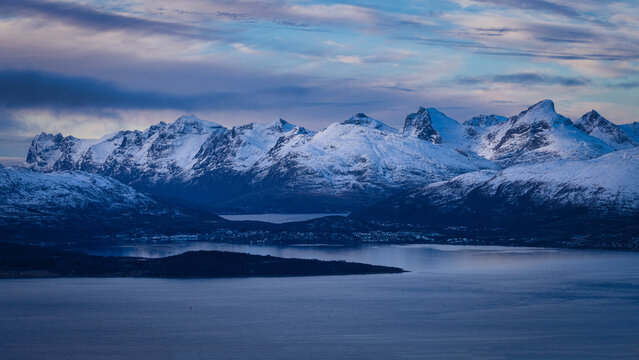 Winter view from mountain top in Tromso. © Andrew