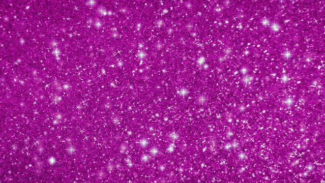 Illustration of glitter stars glowing on purple background