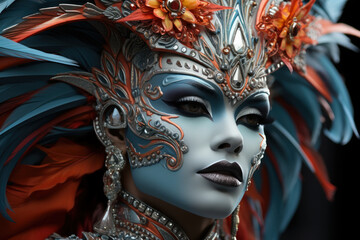 A drag queen in elaborate makeup and costume, showcasing the artistry and creativity within the LGBTQ+ community. Generative Ai.