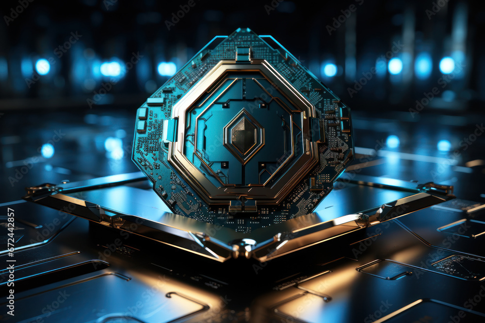 Aufkleber a digital shield protecting sensitive data from cyber threats. generative ai.