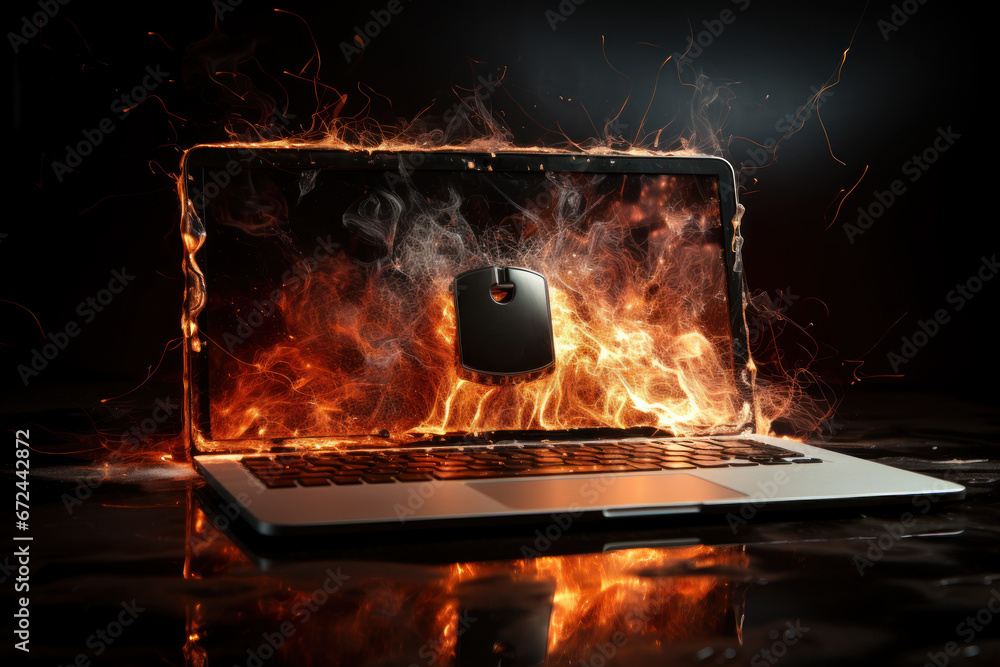 Aufkleber a firewall blocking unauthorized access to a computer system, representing network security. generat