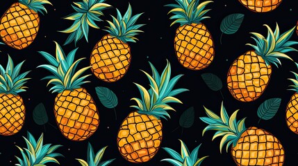  seamless pattern with cute cartoon pineapples,a simple design for baby room decor and nursery decoration.cartoon fruits illustration for nursery decor.
