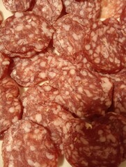 close up of salami