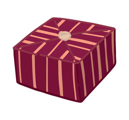 Doodle of square gift box. Holiday attribute cartoon clipart. Contemporary vector illustration isolated on white background.