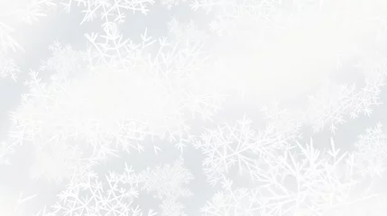 Fotobehang  a lot of snow flakes that are on a white and gray background that looks like a snowflake.  generative ai © Olga