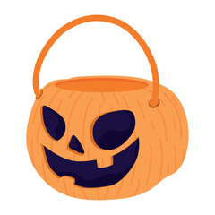 Colored halloween candies pumpkin basket Happy halloween Vector
