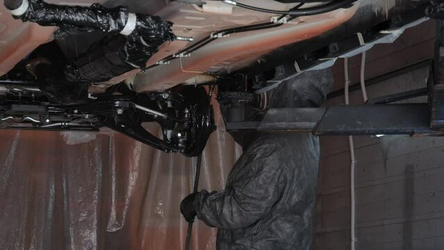 Treatment of the car with anti-corrosion protection against rust.