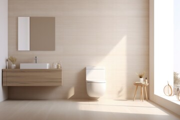 Fototapeta premium Ceramic white toilet bowl in the modern stylish bathroom interior. Home design ideas